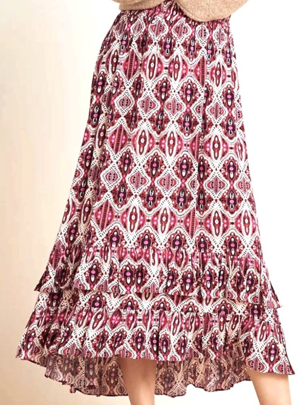 Anthropologie Medallion-Print Maxi Skirt